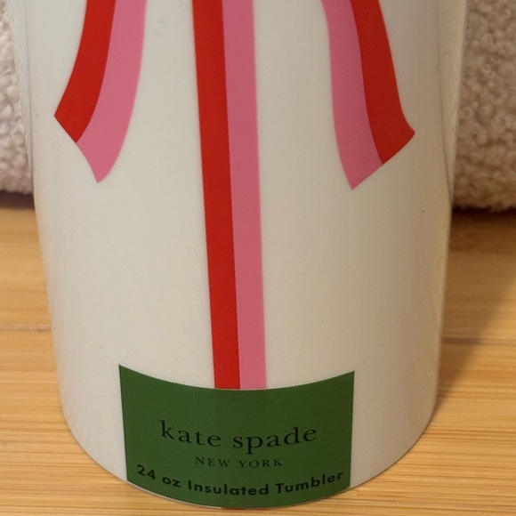 🎀 Kate Spade Red and Pink Ribbon Bow Tumbler with Straw NEW Giftable - Picture 5 of 7